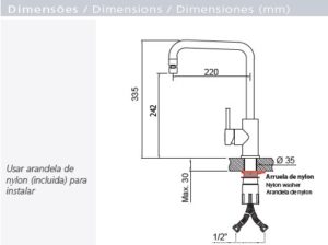 "94520/012 MESCLADOR ANGOLARE EN ACERO INOX MONOCOMANDO BOQUILLA ARTICULABLE"