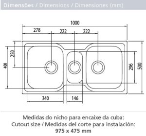 "93831/123 LAVAPLATO MAREA 2.5 CUBETAS PRIME 1000X500 mm"