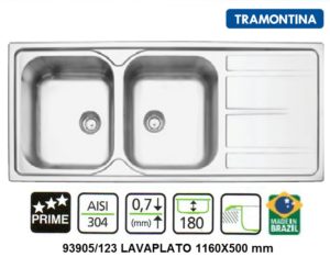 "93905/123 LAVAPLATO MAREA CUBETA DOBLE + ESCURRIDOR PRIME 1160X500 mm"