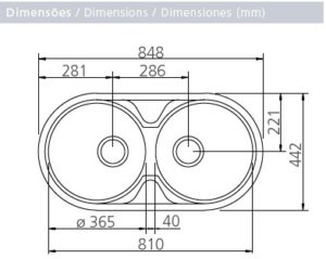 "94035/103 LAVAPLATO LUNA DUO CUBETA DOBLE 848X442mm"