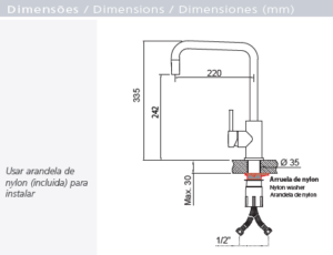 "94520/022 MESCLADOR ANGOLARE EN ACERO INOX MONOCOMANDO"